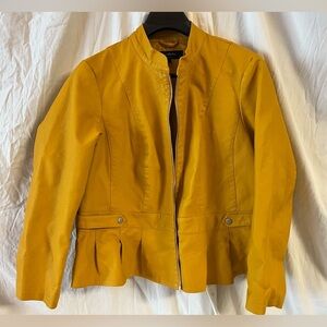 Y2K Savi Parker New York Size Faux Leather Jacket Coat Mustard Yellow Size 2x